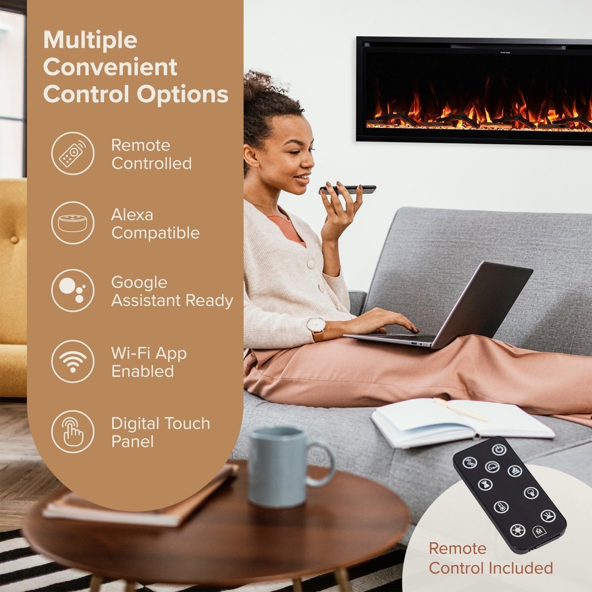 Modern Ember Aerus 50-in Smart Linear Electric Fireplace - Image 4