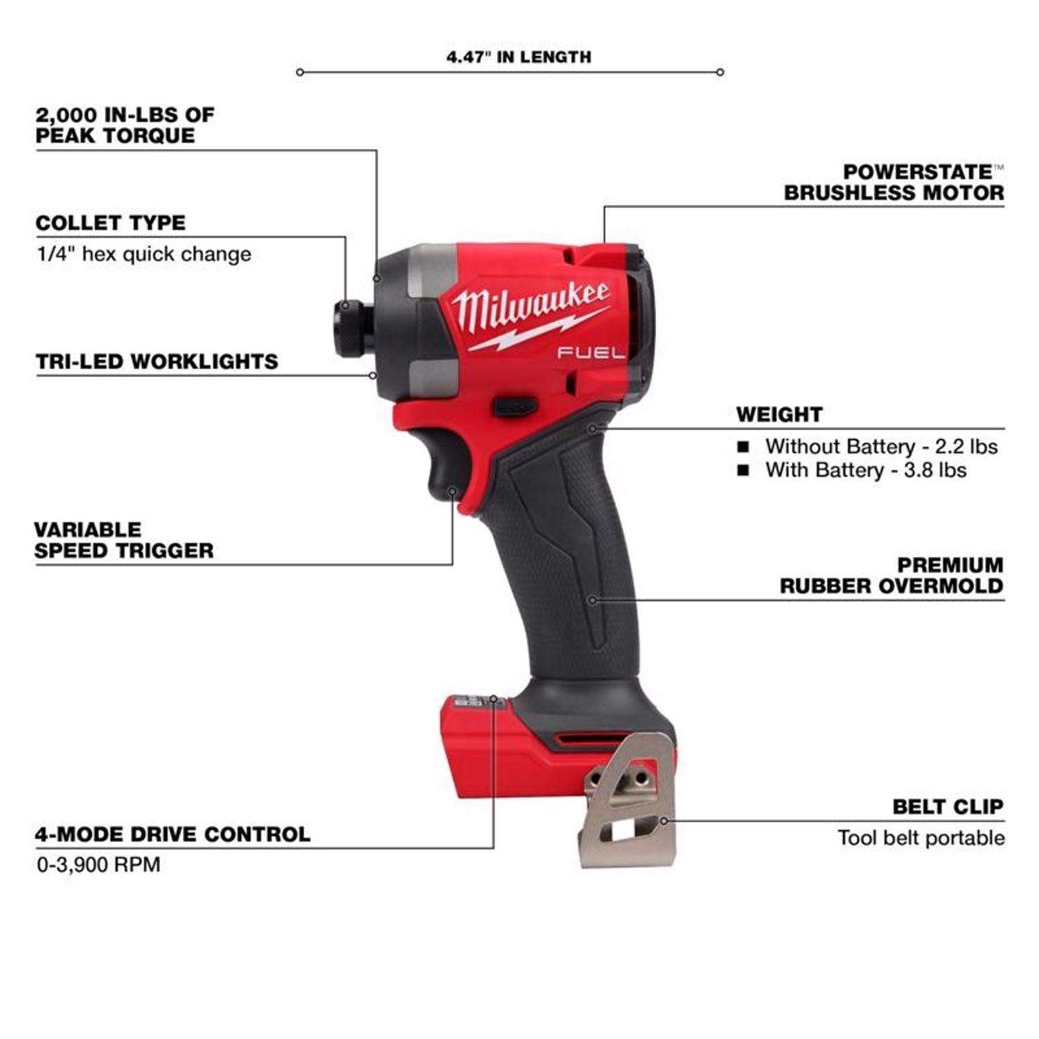 Milwaukee M18 FUEL Cordless Brushless 5 Tool Combo Kit - Image 6